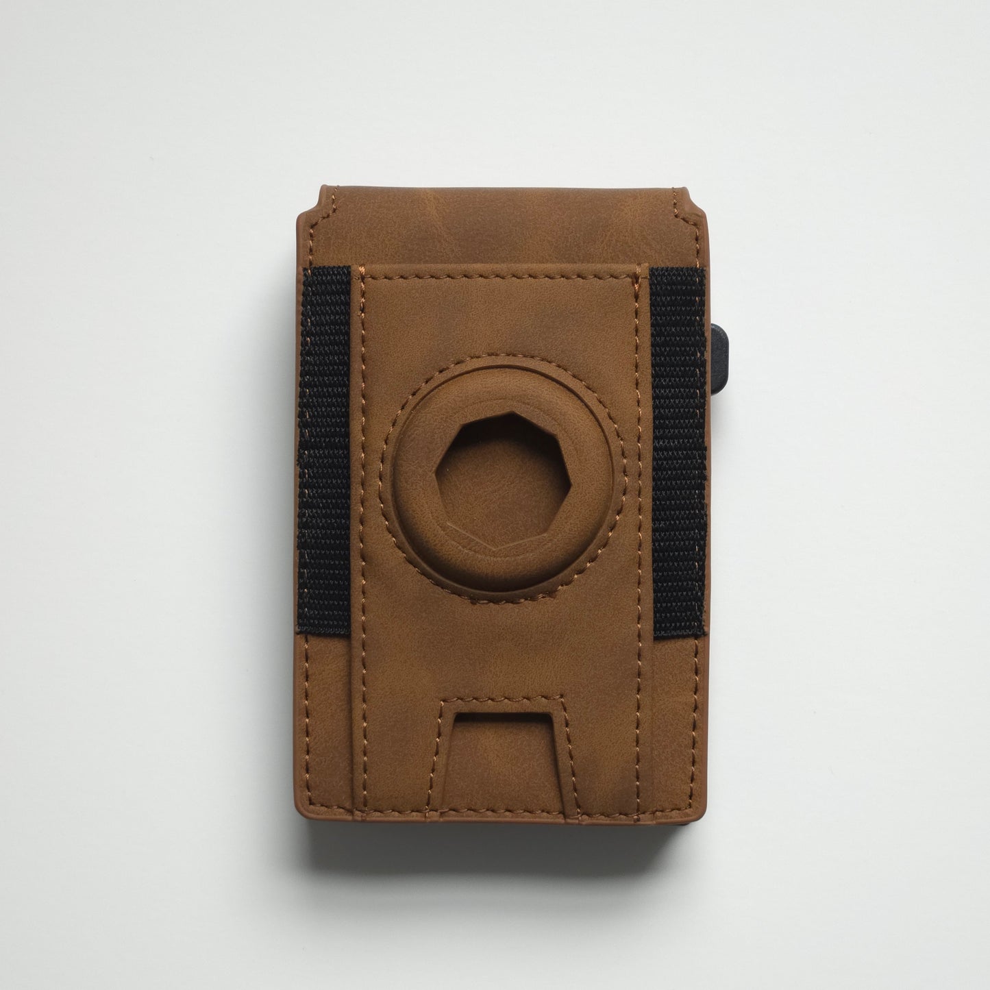 Magnetic Leather Card Holder Wallet with Smart Ring Slot - RFID Blocking Minimalist Design