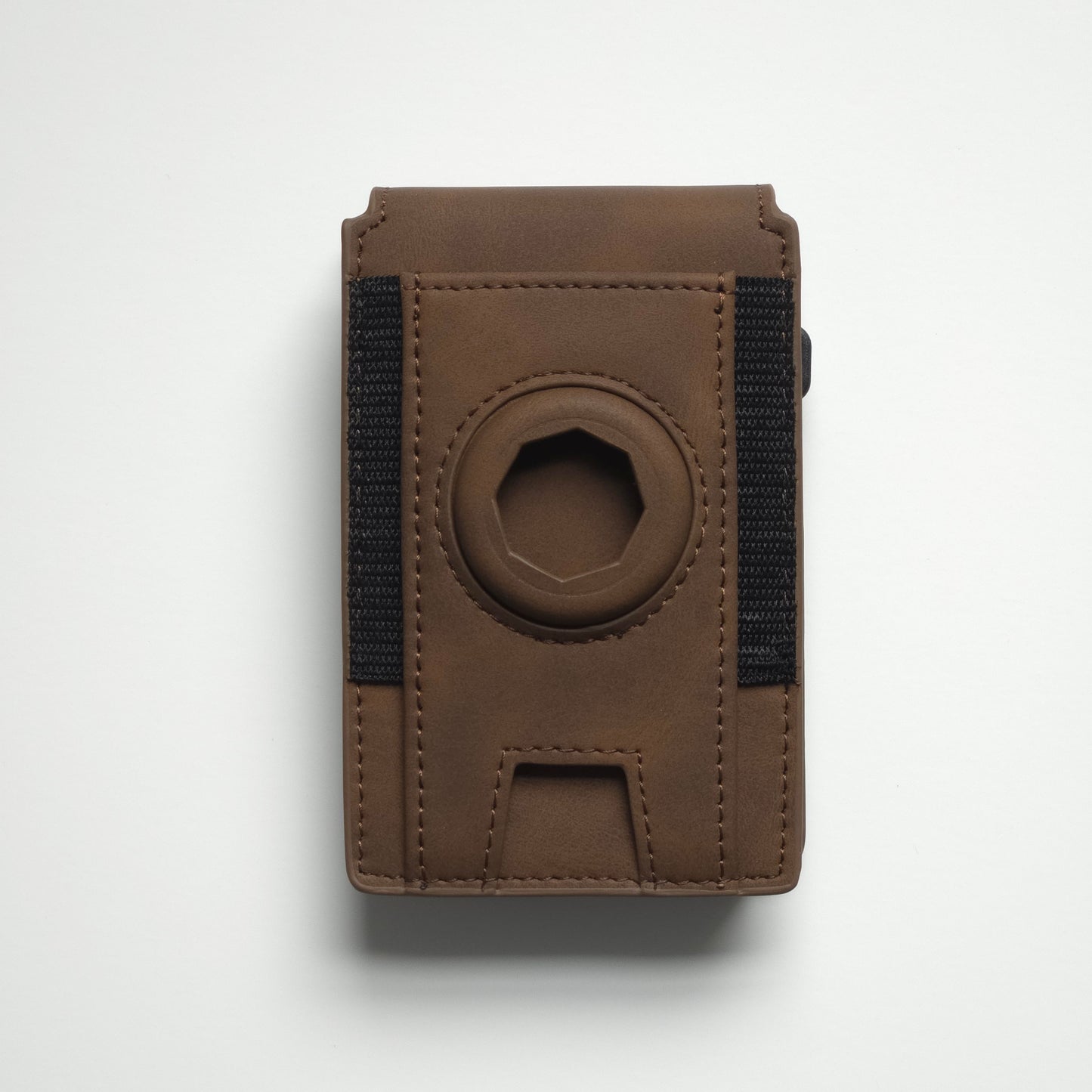 Magnetic Leather Card Holder Wallet with Smart Ring Slot - RFID Blocking Minimalist Design